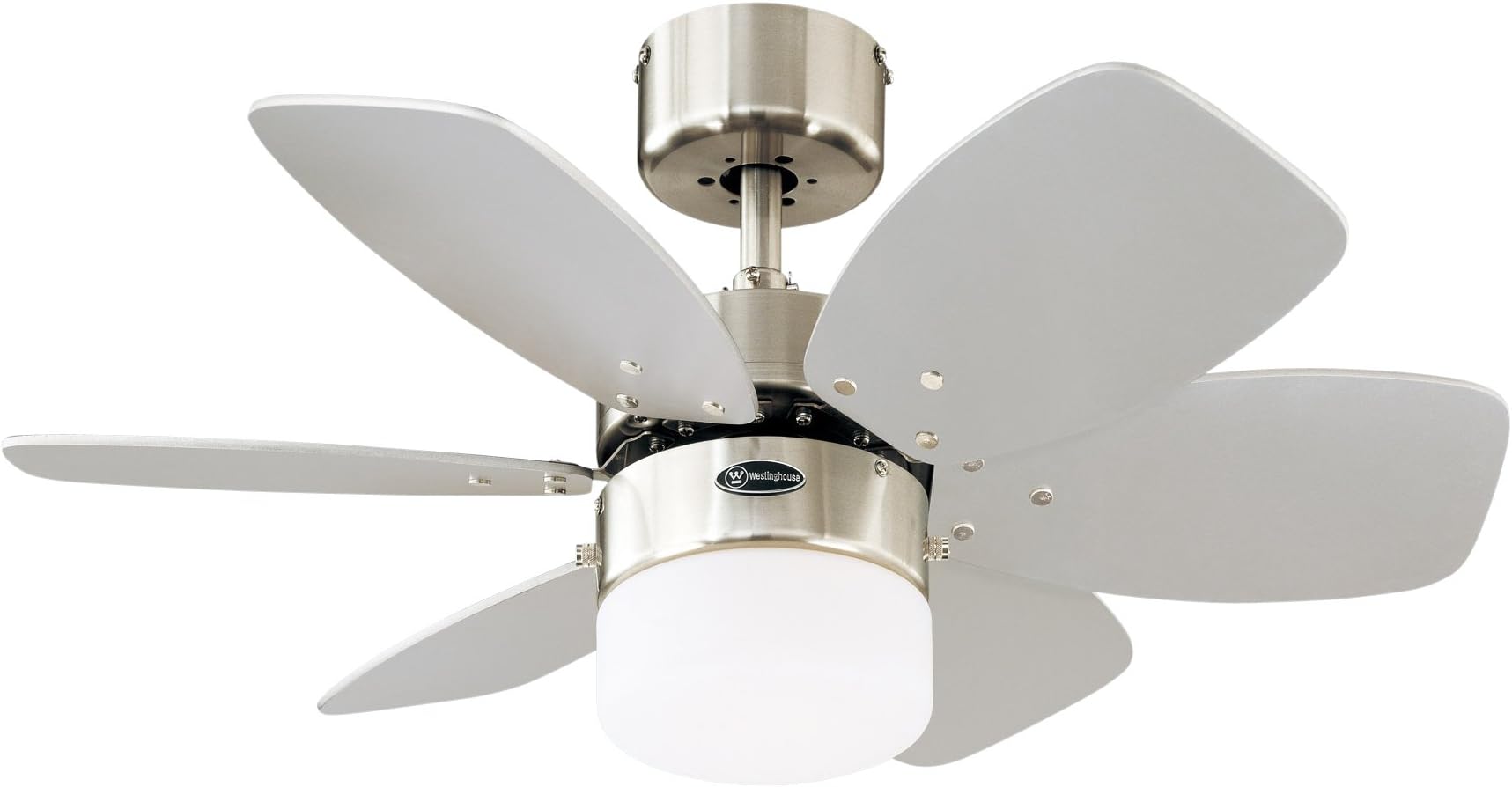 Lighting 78788 Flora Royale One-Light 76 cm Six-Blade Indoor Ceiling Fan, Satin Chrome Finish with Opal Frosted Glass