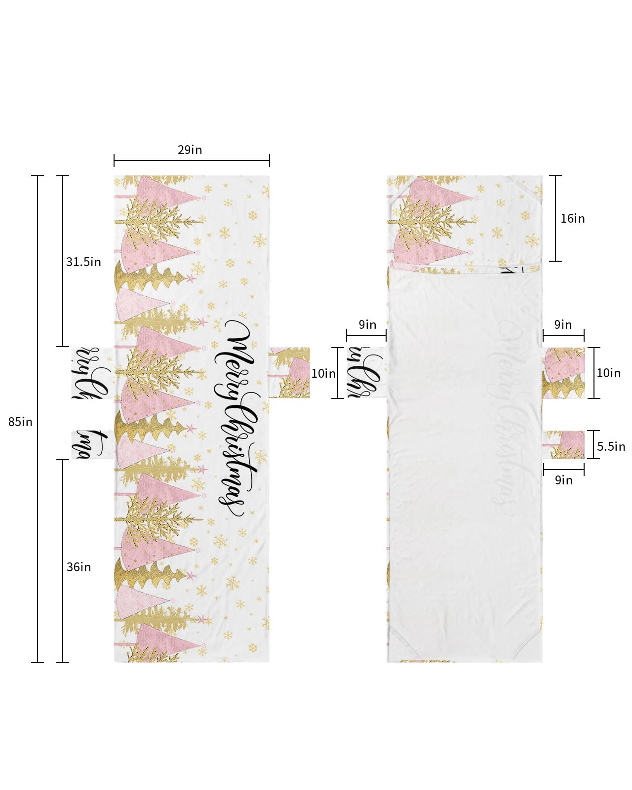 Pink Yellow Christmas Tree Beach Lounge Chair Towel Cover, Soft Chaise Lounge Towel with Side Pockets Patio Pool Chairs Cover for Beach/Pool Sunbathing 29x85 Xmas Winter Snowflake