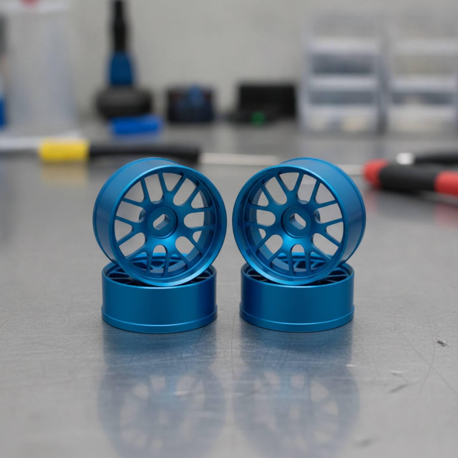 2 Pezzi Cerchi in Metallo da Derapata Cerchi a Razze Multiple Leggeri Cerchioni per Modellismo Dinamico, Argento