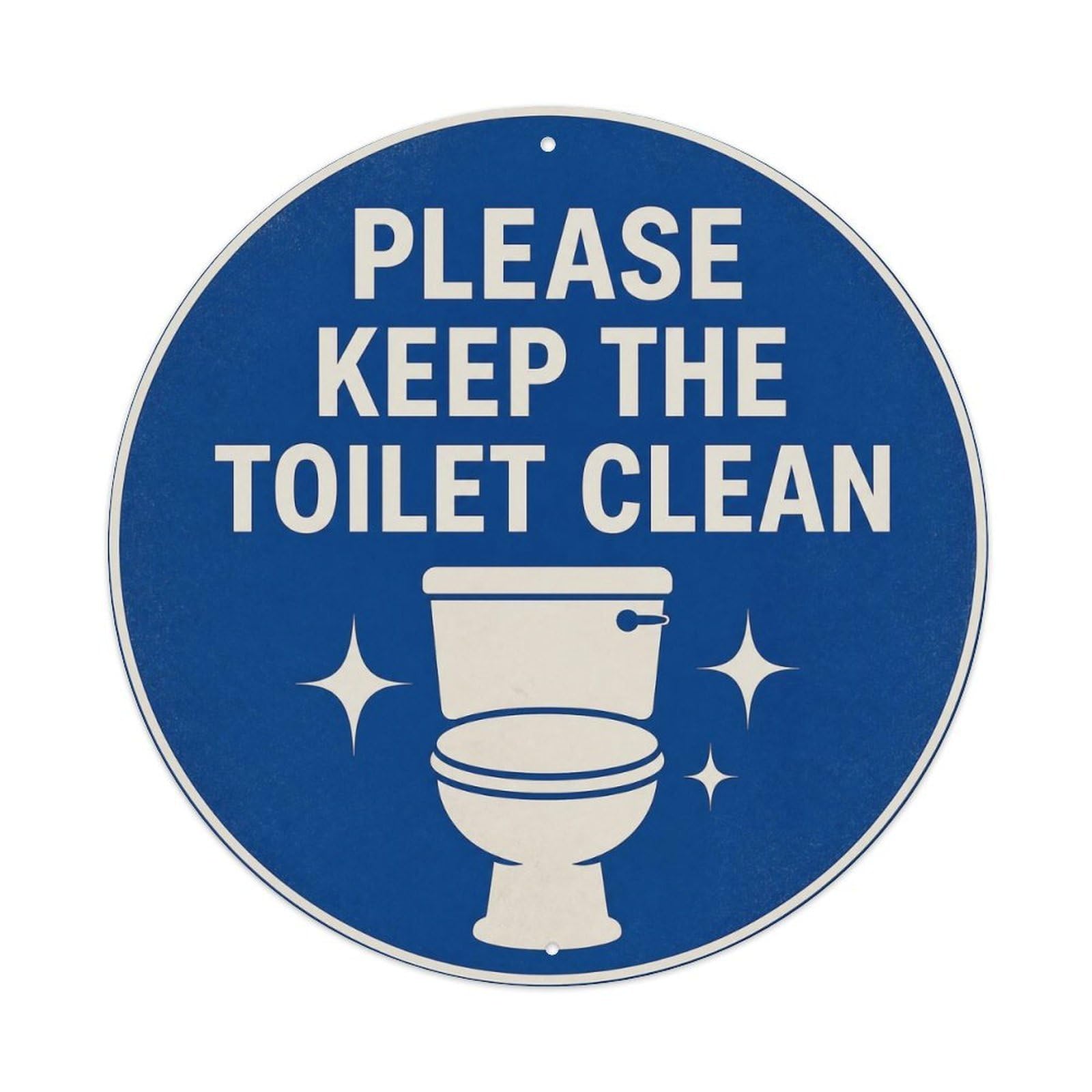 UK Keep Toilet Clean Restroom Notice Blue Classic Badge Metal Tin Sign