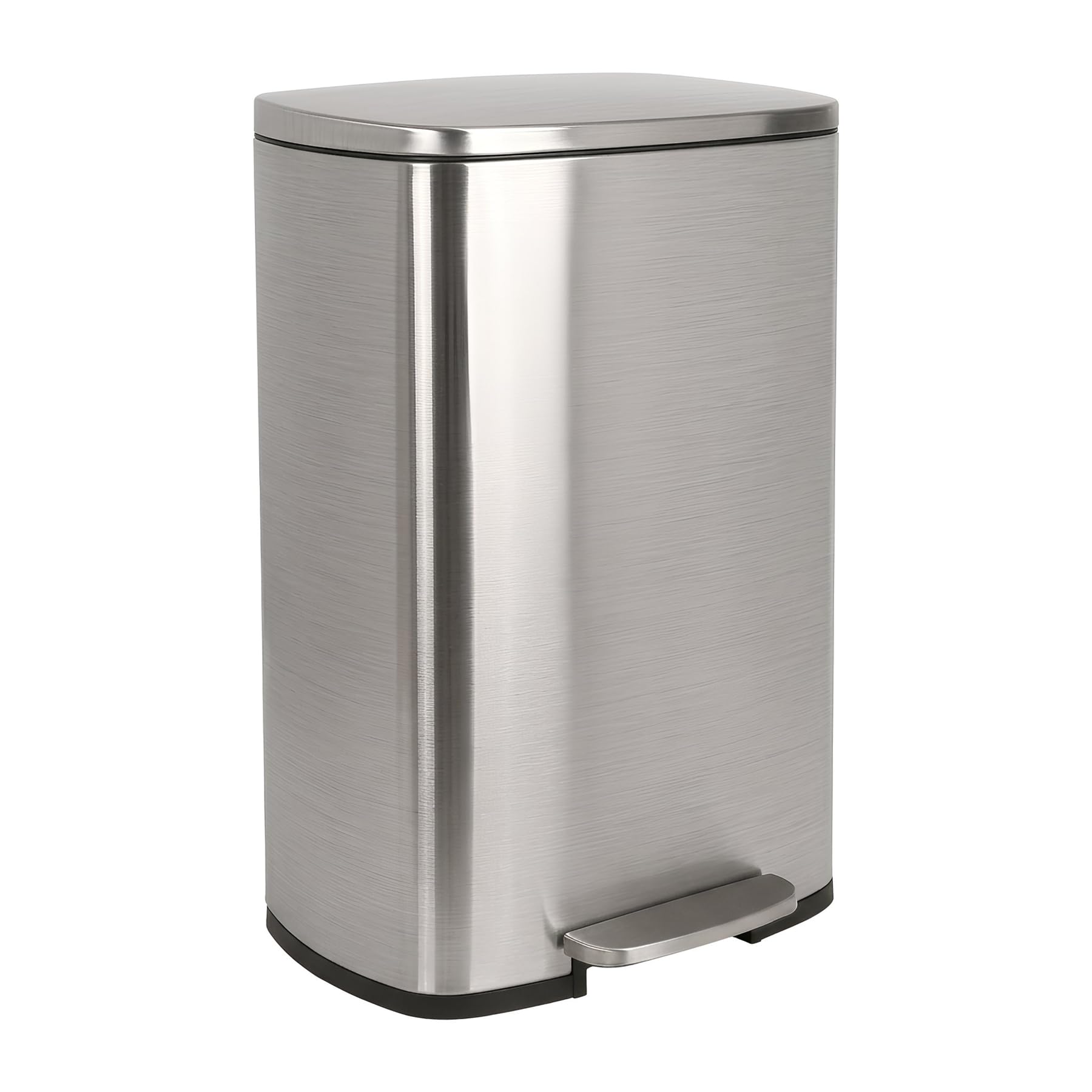 Harbour Housewares 50L Stainless Steel Pedal Bin โ Brushed Soft Close Kitchen Trash Can with Foot Pedal, Removable Inner Bucket, Hands-Free Rubbish Bin for Home or Office