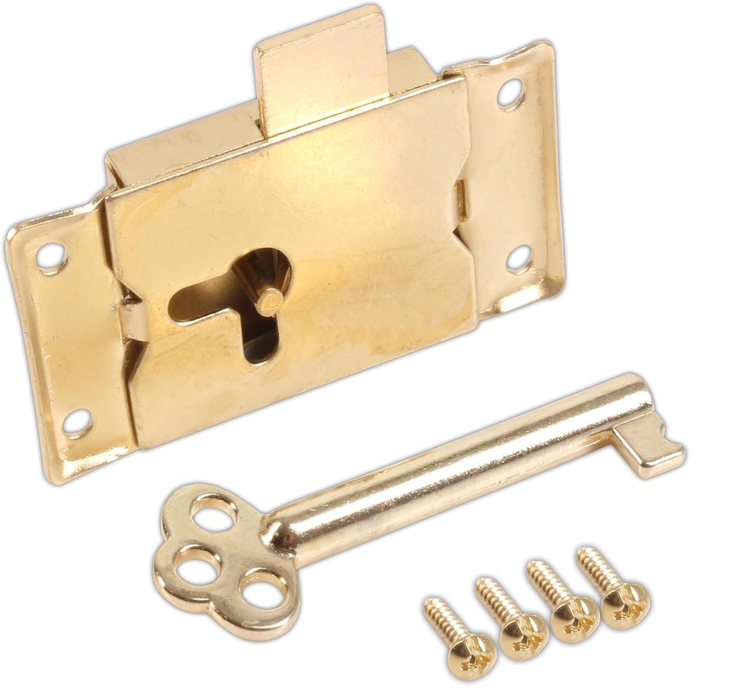 MerriwayBH02168 Wardrobe Cabinet Cupboard Drawer Surface Lock and Key, 63mm (2.1/2 inch) Brass
