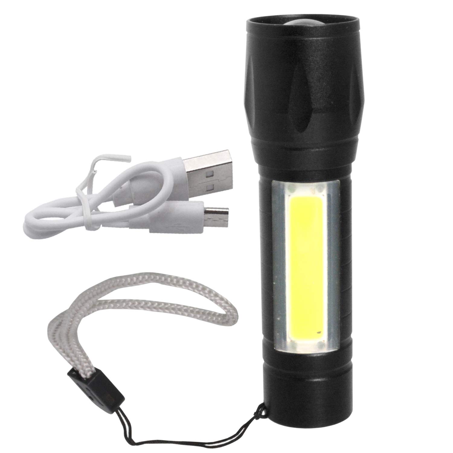 SJ Mini 200 Meter 3 Mode Zoomable Rechargeable Cree LED Waterproof Flashlight Light Torch Metal Black 1 Pieces -109 A