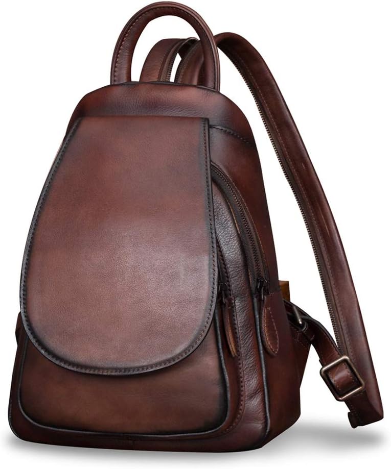 IVTG Genuine Leather Backpack for Women Shoulder Bag Fashion Designer Back Bag Classical Rucksack Casual Daypack (Coffee)