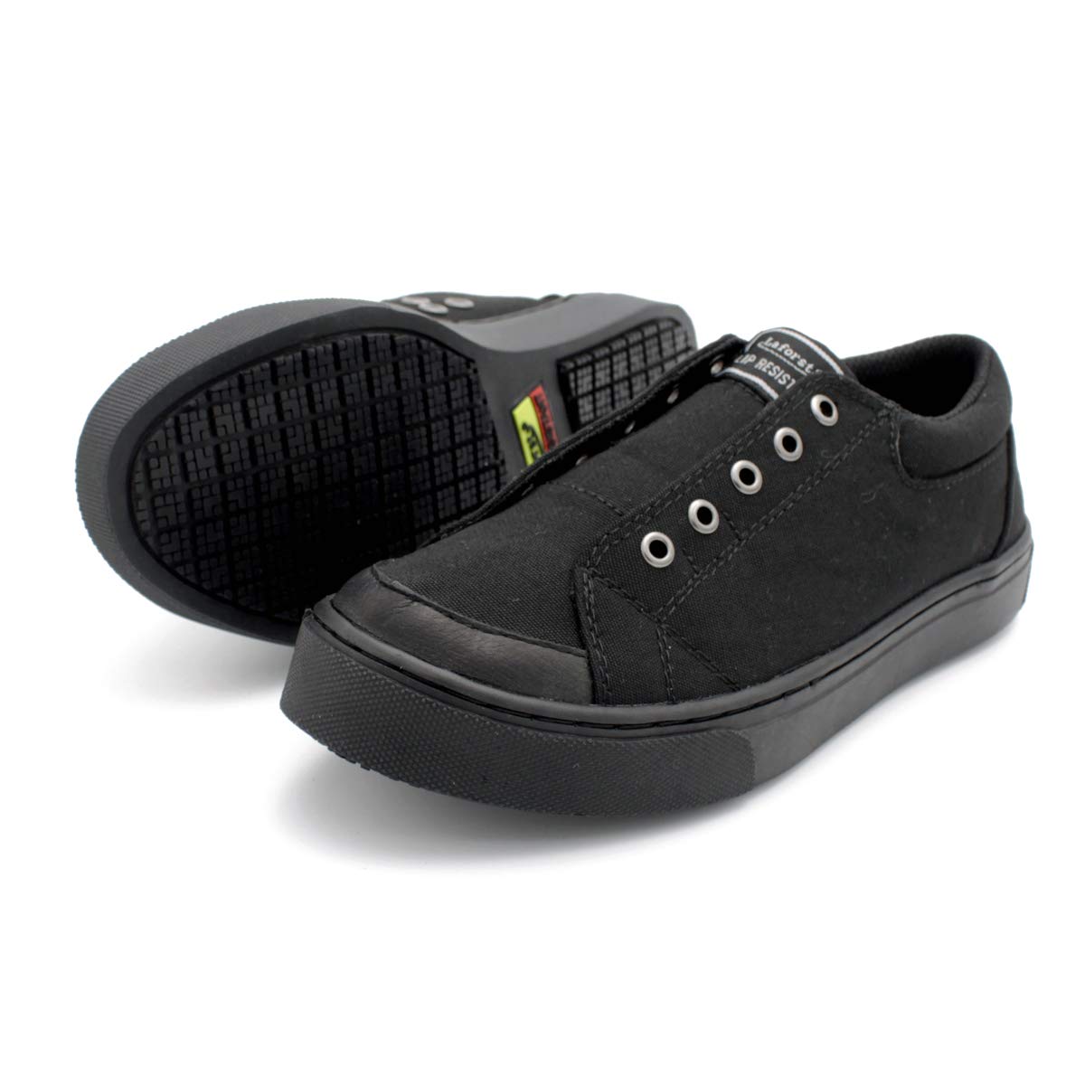 Laforst Courtney 3346 Womens Sunbrella Slip Resistant Waitress Server Slip On Flat (10) Black