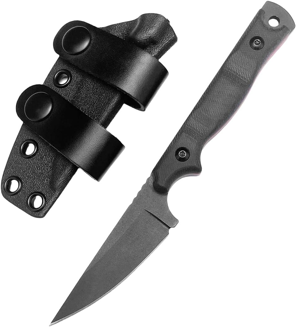 HUAAO EDC Fixed Blade Knife, 8Cr13Mov Steel Blade G10 Handle Full Tang Tool Knife for Outdoor Working Camping Hiking