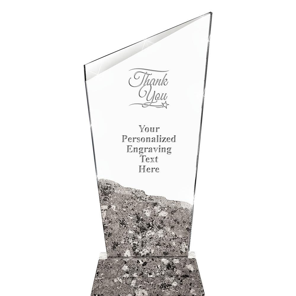 9" Custom Crystal Trophy Stonecutter Marble Base Crystal Award with Personalized Engraving
