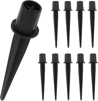 RTNLIT Metal Solar Light Stakes Replacement, Outdoor Ground Spikes for Garden Landscape Yard Pathway Patio Lamp Pole, 0.75 x 5.3 inch Pack of 10, Black