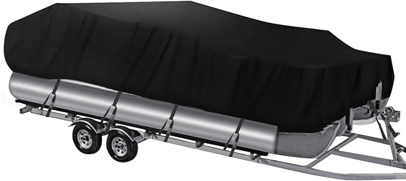 NEVERLAND Pontoon Boat Cover Waterproof Deck Boat Cover 21-24ft Black | 21ft-24ft Long X 104" Beam Width Pontoon Boat Cover, Waterproof, Heavy Duty, UV, Tear-Resistant Marine Grade Boat Tarp