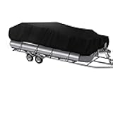 NEVERLAND Trailerable Boat Cover Waterproof Heavy Duty Marine Grade Polyester Canvas Fits Pontoon/Deck Boats (Boat Length 21-24ft, Beam Width up to 104