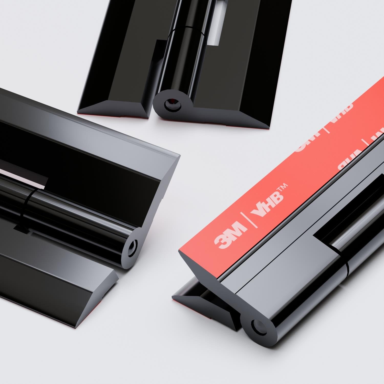 Caterpillar Red Black 4X Acrylic Piano Hinges - No Glue Required. Self Adhesive. Plastic 150Mm
