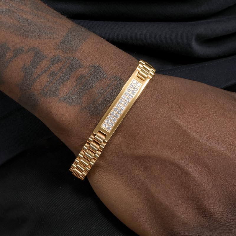 18k Gold Thick Strap Chain Bracelet For Men | Miami Cuban Watch Chain For Men And Women As A Gift - Image 5