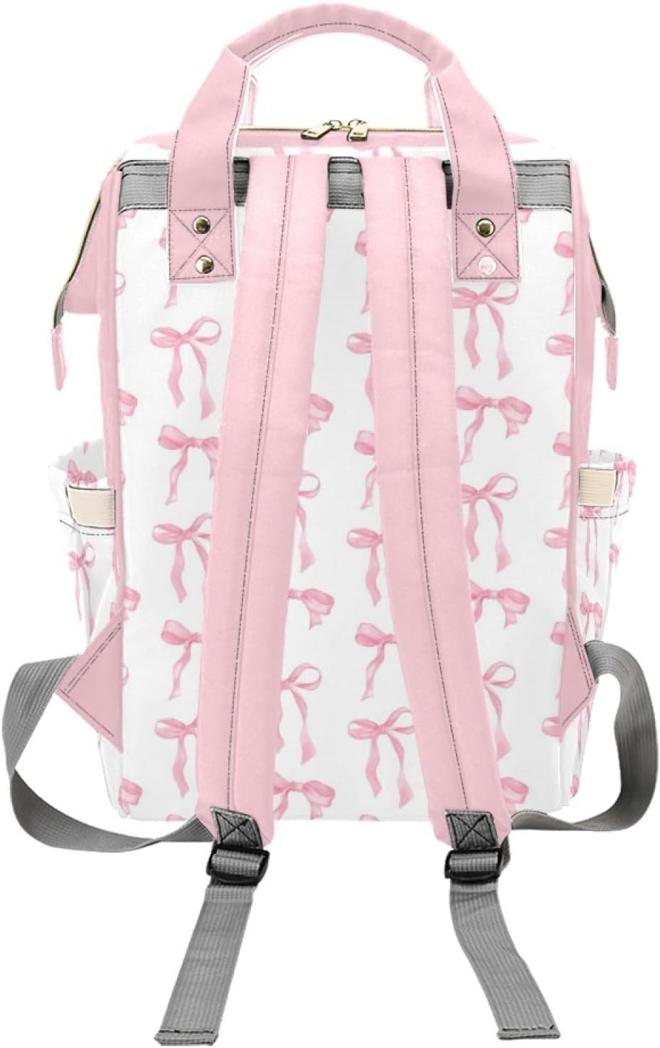 Personalized Pink Bow Diaper Bag Backpack with Name – Custom Baby Travel Tote for Mom or Dad, Nursing Bag for Girls, Shower Gift for Baby, Daycare Essentials Organizer