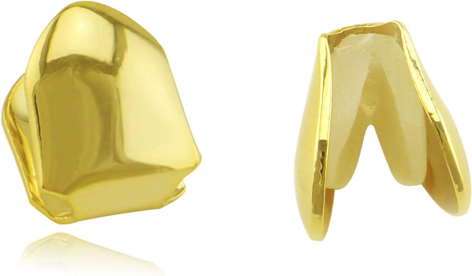 4 Pieces 14K Plated Gold Grillz Single Grill Cap Hip Hop Top Tooth Shiny Hip Hop Teeth Top Tooth Single Grill Cap Party Accessories Teeth Grills