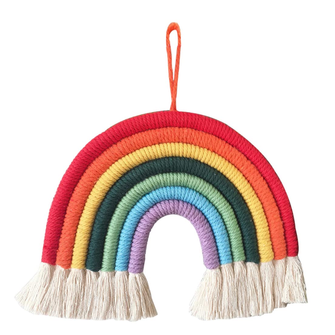 Rainbow Tapestry Tassel, Macrame Rainbow Wall Hanging Tapestry Cotton Macrame Tassel Decoration for Bedroom