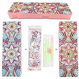 Kitabetty Diamantmalerei Schreibwarenbox, Leichte DIY Strass Stickerei Federmäppchen Reißfestes 5D Diamant-Federmäppchen Diamant-Stickbox Diamant-Mal-Kit Federmäppchen Geschenk, 21×7×2,5cm