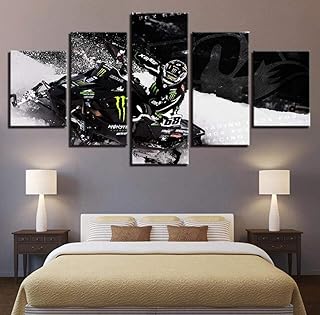 SFDHG 5 Parti Tipo Moto Cross Country Canvas Quadro multipannelloimmagini di artedecorazione per Soggiorno-No Frame-110x60Cm