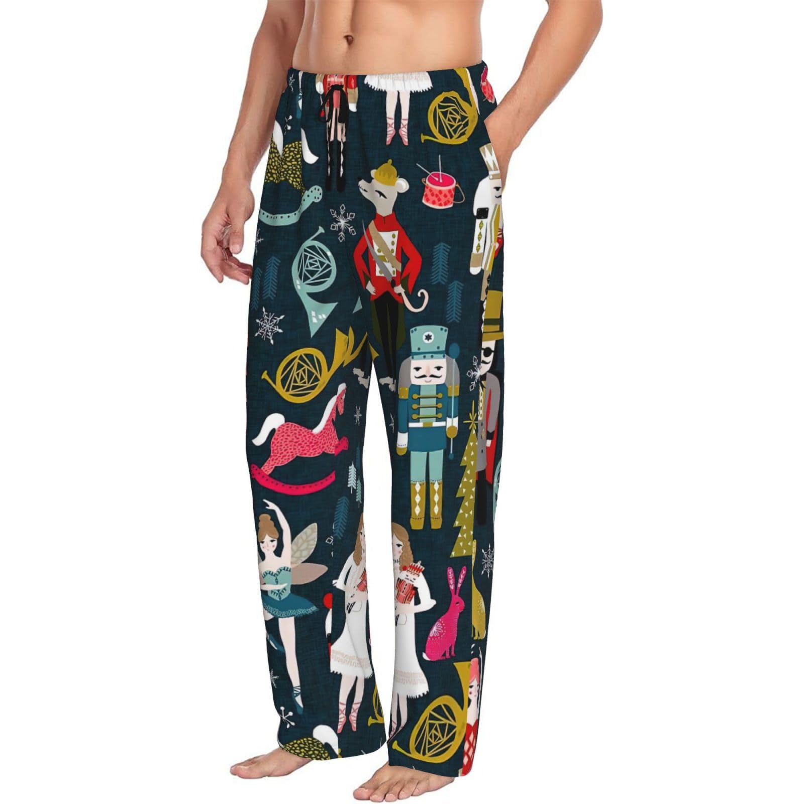 Men's Women_s Nutcracker Ballet Xmas Dance Print Sleepwear Pajama Pants,soft Drawstring Lounge Sleep Pants with Pockets