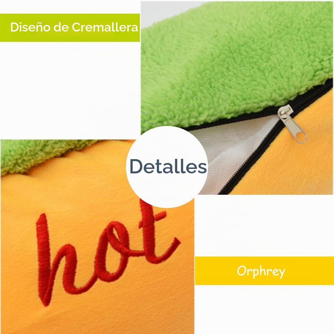 Hotdog - Cama para perros y mascotas, cama cálida para perros, nido de gato, lavable, tapete extraíble para gatos