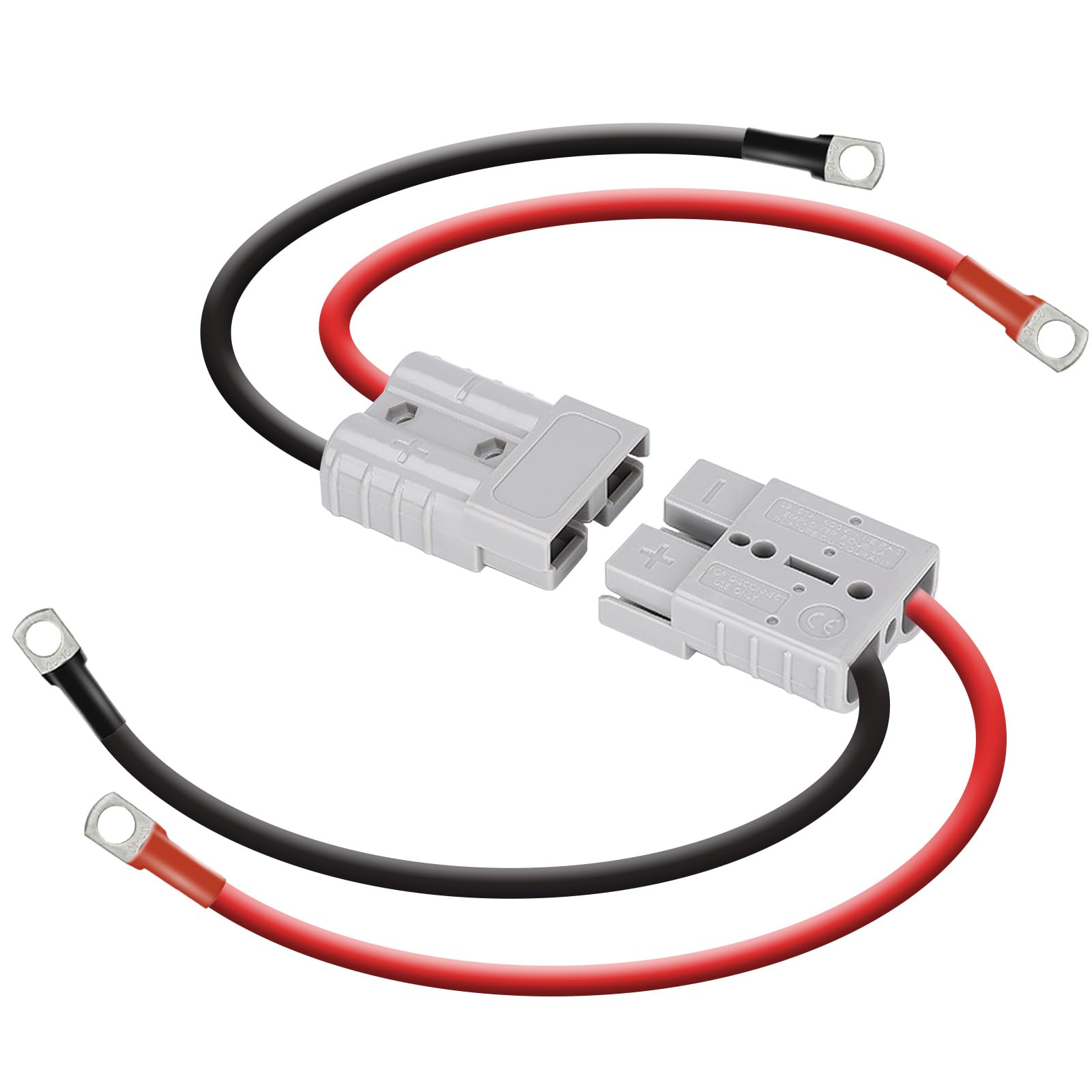 DC HOUSE 2 Pack 50A Battery Quick Connector, 7AWG 600V 0.82ft Battery Cables with M8 Terminal, Quick Connectors for RV, Transfer Forklift, Golf Carts, Trolling Motors, Trailer