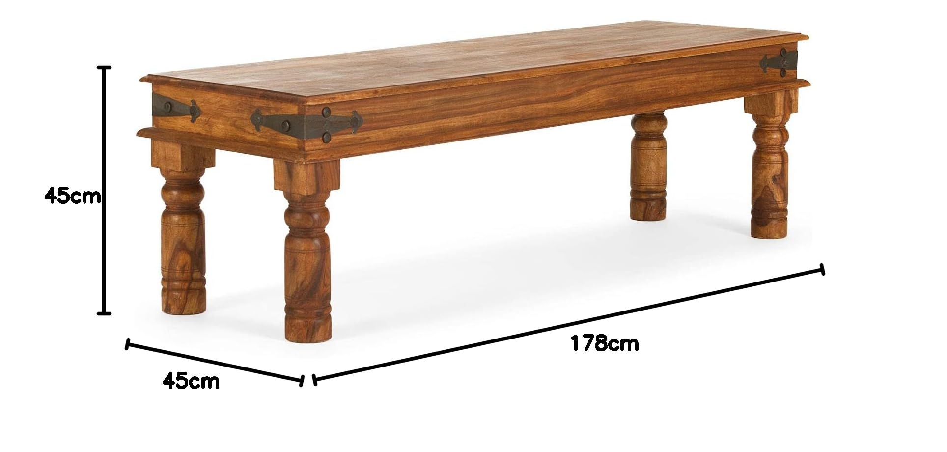 Woodkings Sitzbank Merlow aus massiver Akazie – Holzbank im Landhausstil ohne Lehne – 178 cm
