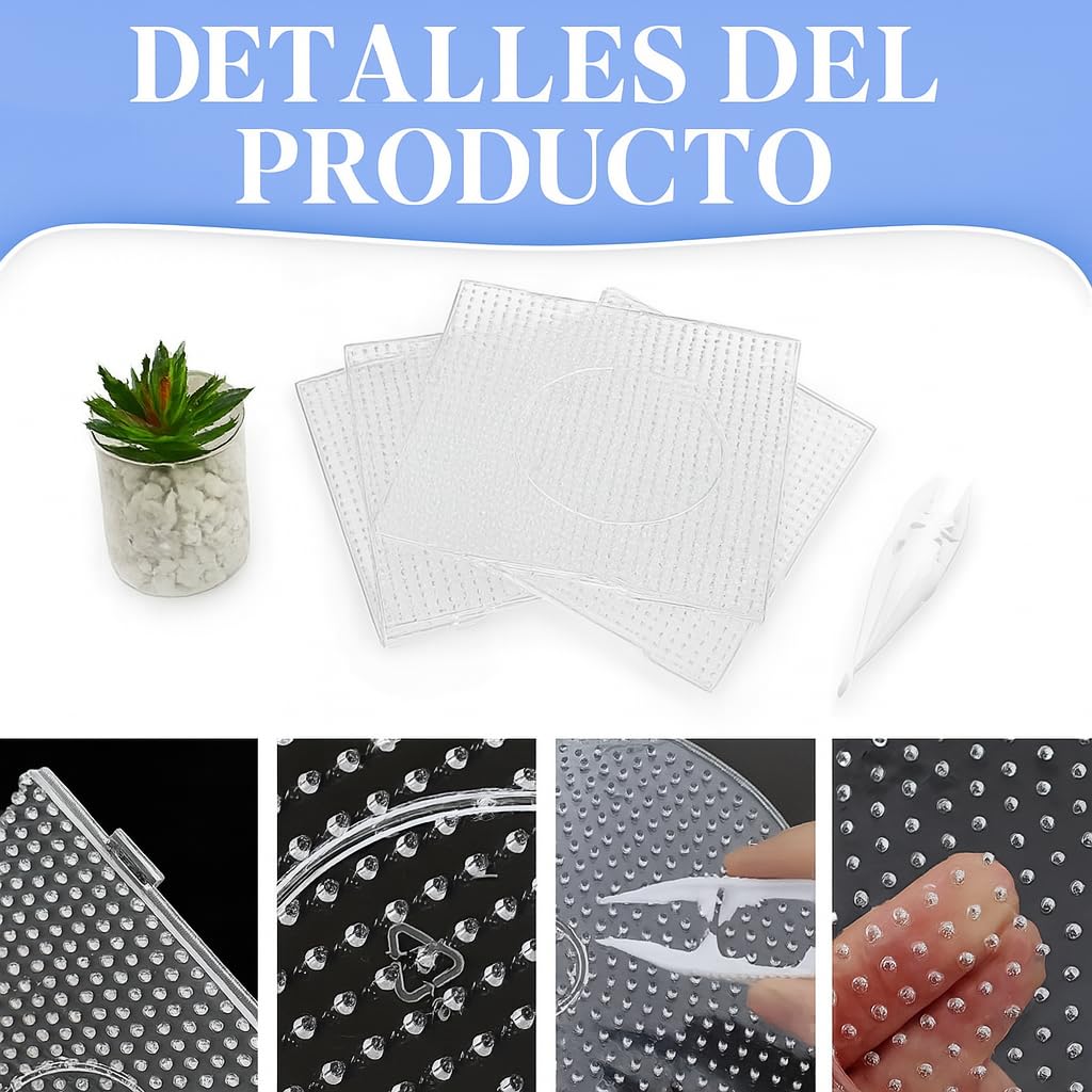12 Placas cuadradas transparentes Juego de Cuentas Beads - 14.5 x 14.5 cm 2 Pinzas,Papel de Planchado, Libro Hama 90 patrones Transparente placa interconectable