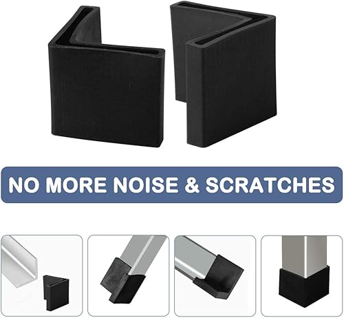 Miniatura 4 de uxcell 1.772 x 1.772 in Almohadillas de pie de hierro en forma de L de plástico para muebles de escritorio, tapas de patas de escritorio,