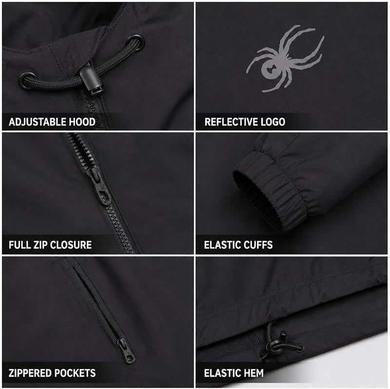 Spyder Mens Windbreaker Jacket - Hooded Lightweight Breathable Hiking image 4