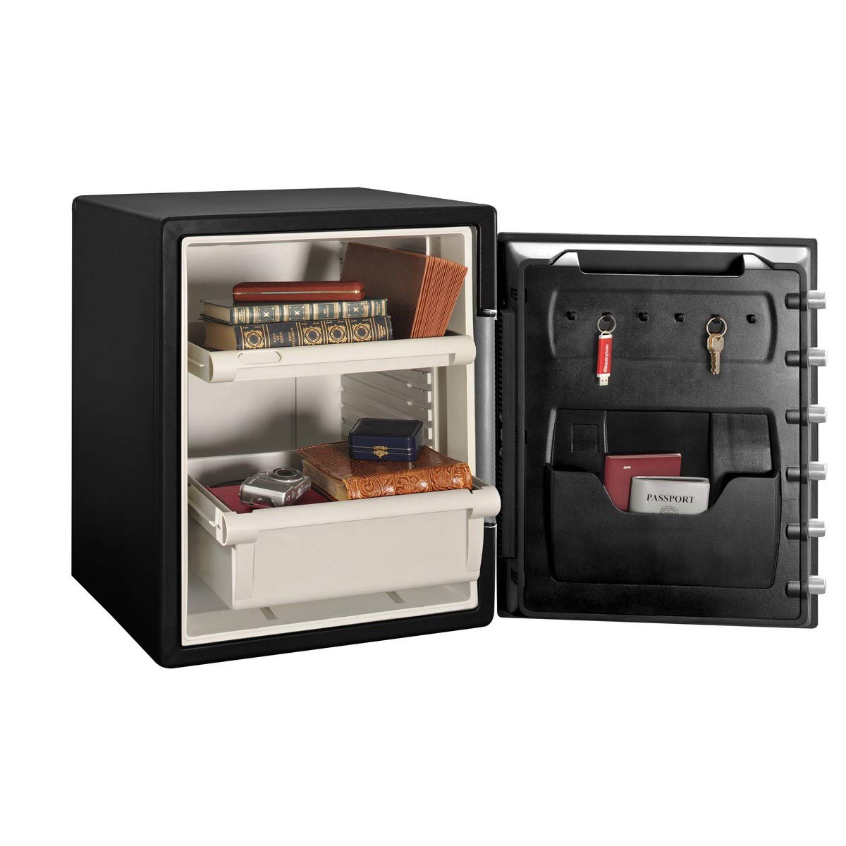 Master Lock Coffre Fort Anti Feu et Etanche à Code et Alarme, triple protection - vol, incendie et inondation, Combinaison Electrique, 56.6L, 60.3 x 47.2 x 49.1 cm