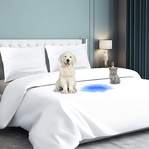 Peryiter Juego de funda de edredón de 3 piezas, impermeable, de algodón, suave, de hotel, 1 funda de edredón blanca con cierre de cremallera, 2