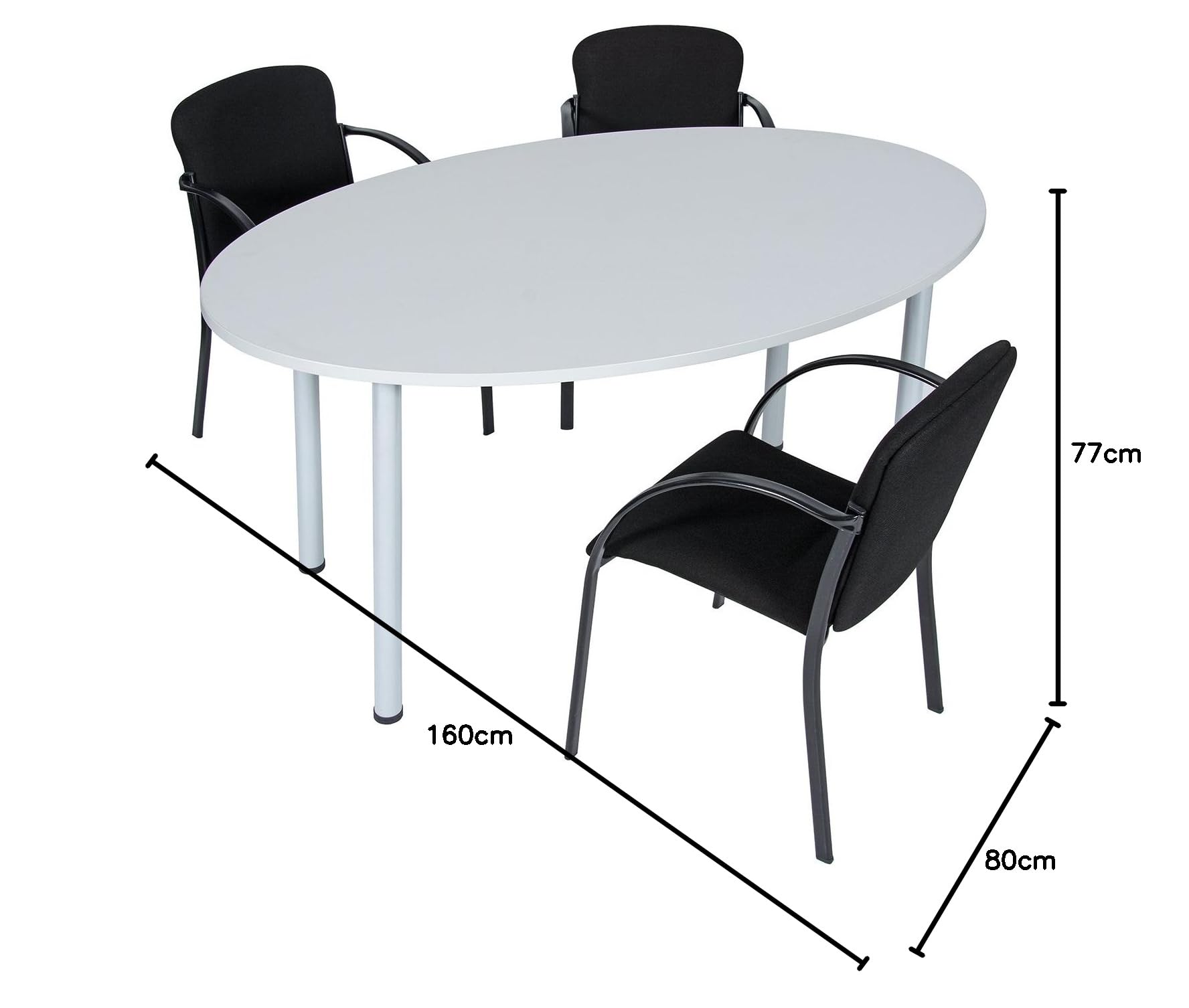 Besprechungstisch Schreibtisch Konferenztisch Oval Tisch Büromöbel Schreibtische (Lichtgrau, 170 x 110)