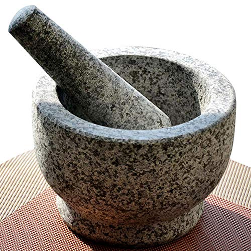 Nice2Mitu guacamole Mortar and Pestle Set - pestle and mortar bowl, molcajete, Unpolished