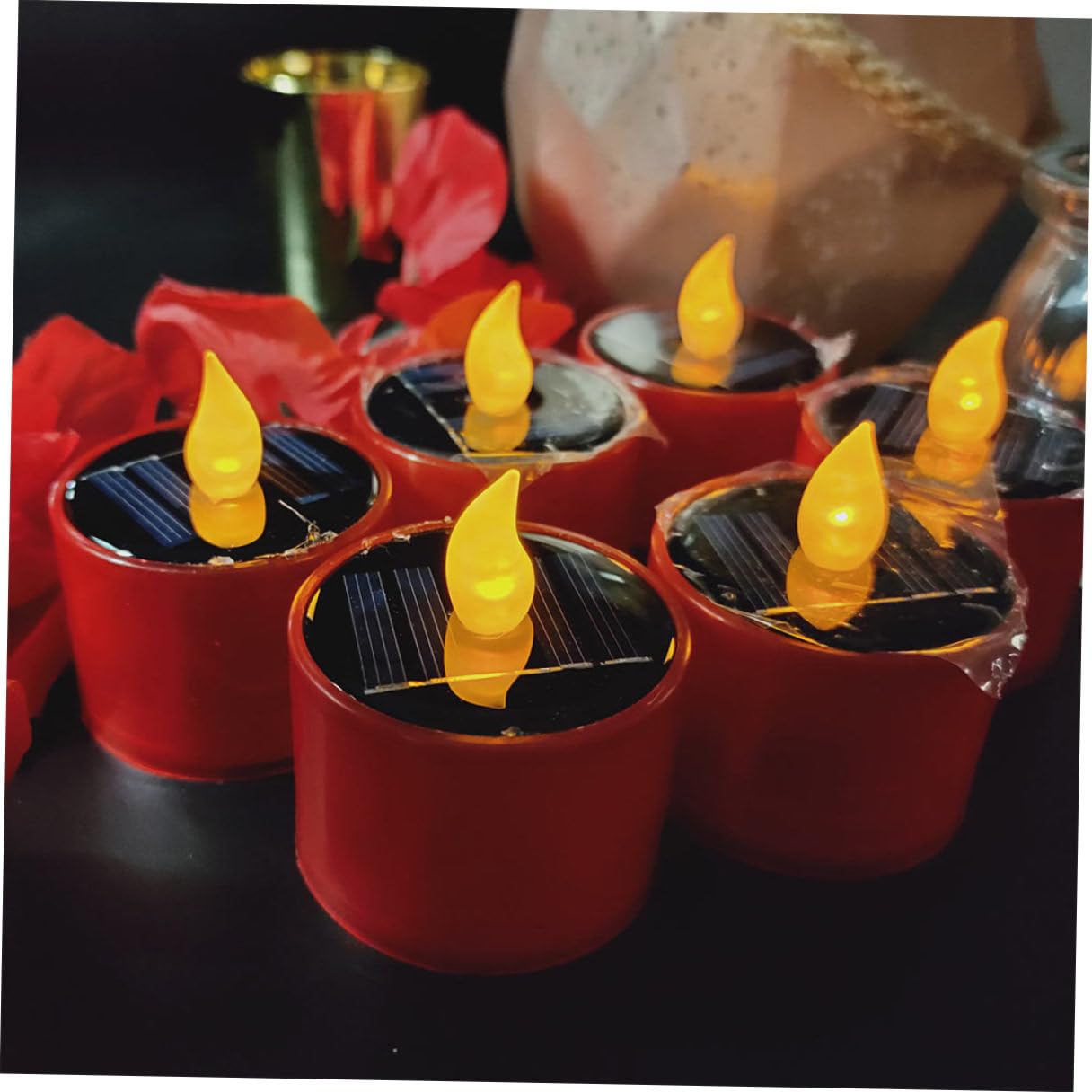 Mikikit 6pezzi Candela Solare LED Gialla Tremolante senza Fiamma Lumino Energia Solare Candela LED Energia per Decorazione Interna ed Esterna