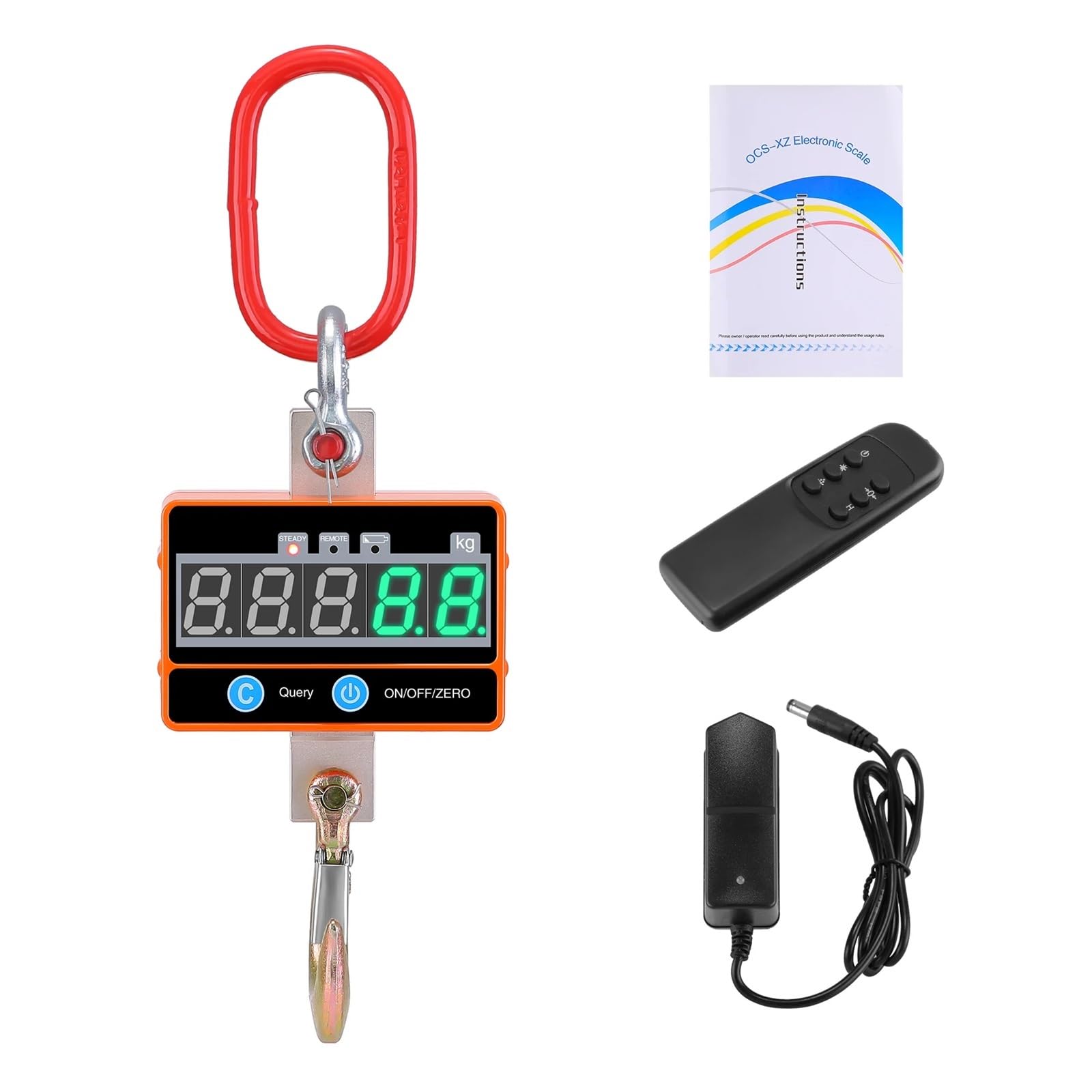 Bilancia for gru digitale in alluminio da 2T, 2000 kg/4000 libbre, bilancia sospesa compatta e resistente, tipo OCS-SA, display a LED con telecomando