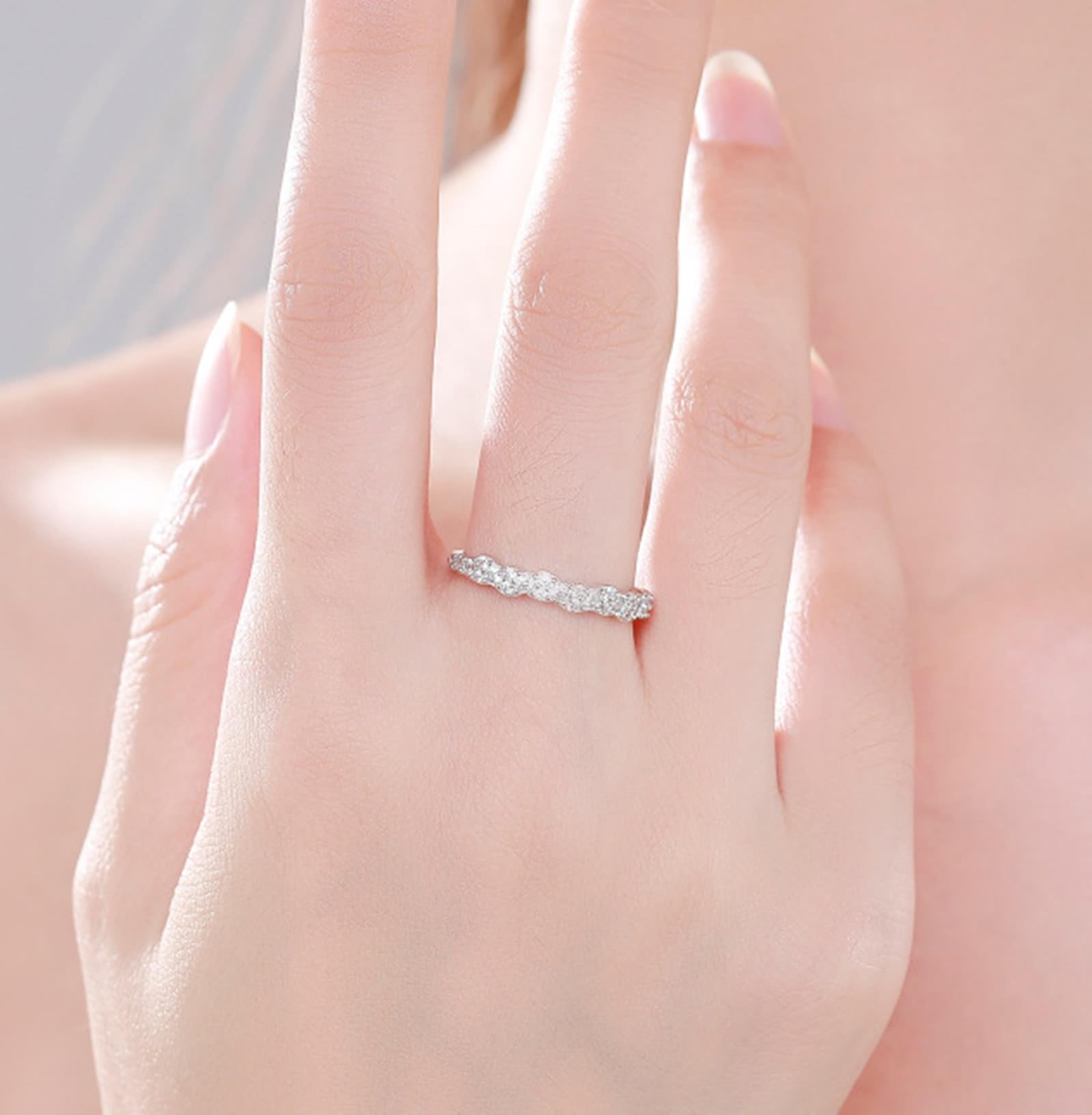 Obrączki z żółtego złota 18 K, prawdziwe fale, pierścionki przyjaźni z diamentem, platynowe PT950, rozm. 47-65