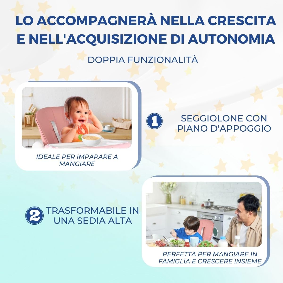 Mobiclinic® kids, Seggiolone per bambini, Evolutiva, Pieghevole, Trasformabile in, Simba, Imbracatura a 5 punti, Ruote con freno, Doppio vassoio estraibile, Tessuto lavabile, Regolabile
