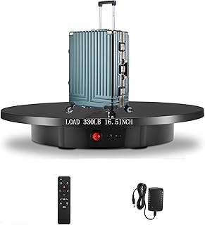 Motorized Rotating Display Stand, 16.5inch / 330Lbs Load ,360 Degree Electric Rotating Turntable for Photography Products Display，Live Video Show,Remote Control Angle, Speed，Direction (Black)