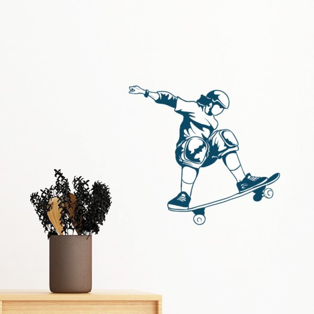 Sticker mural planche à roulettes pour relooker un mur