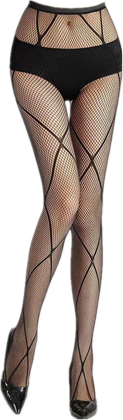 PPX Women Fishnet Thigh High Stockings Waist Tights Snake Patterned Goth Fishnet Leggings Pantyhose for Halloween