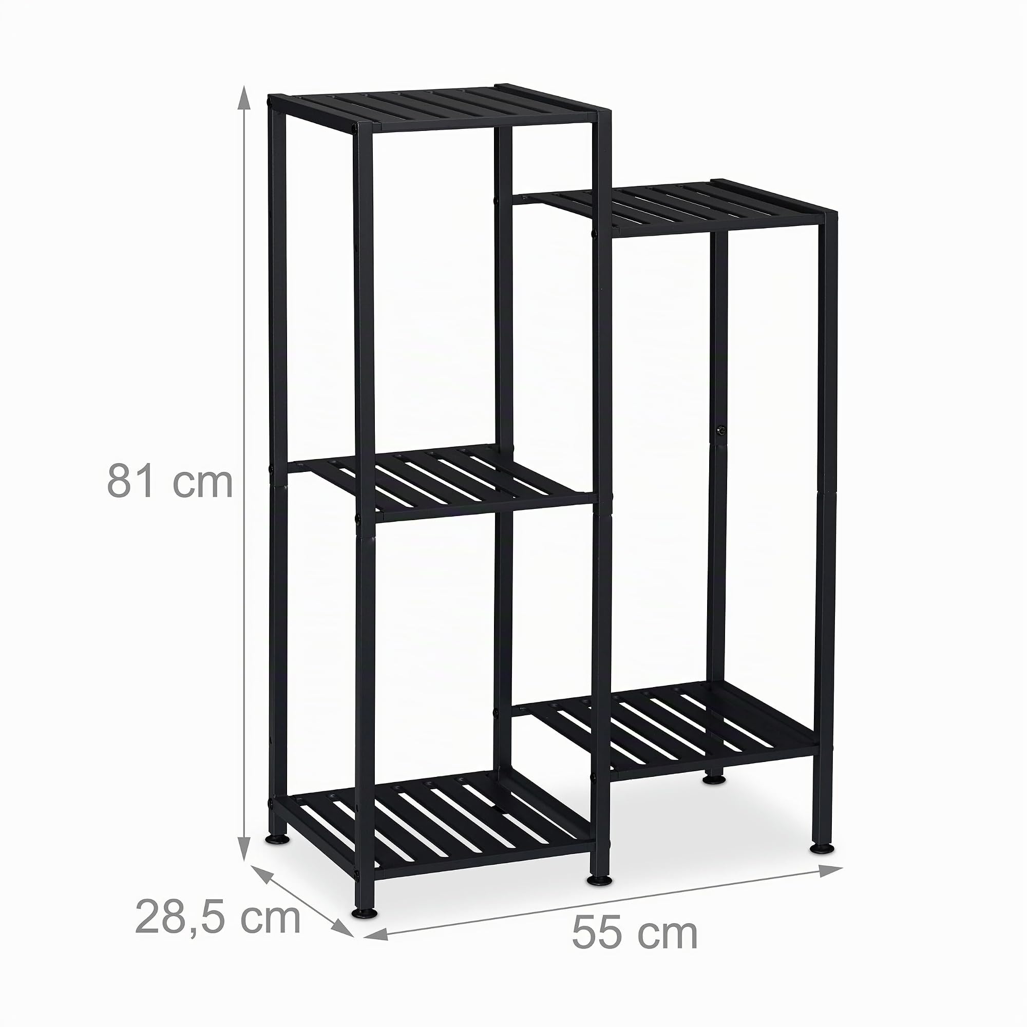 Relaxdays Scaffale Portapiante a 5 Ripiani, Supporto per Vasi Fiori, Scala per Piante HLP: 81x55x28,5 cm, Metallo, Nero