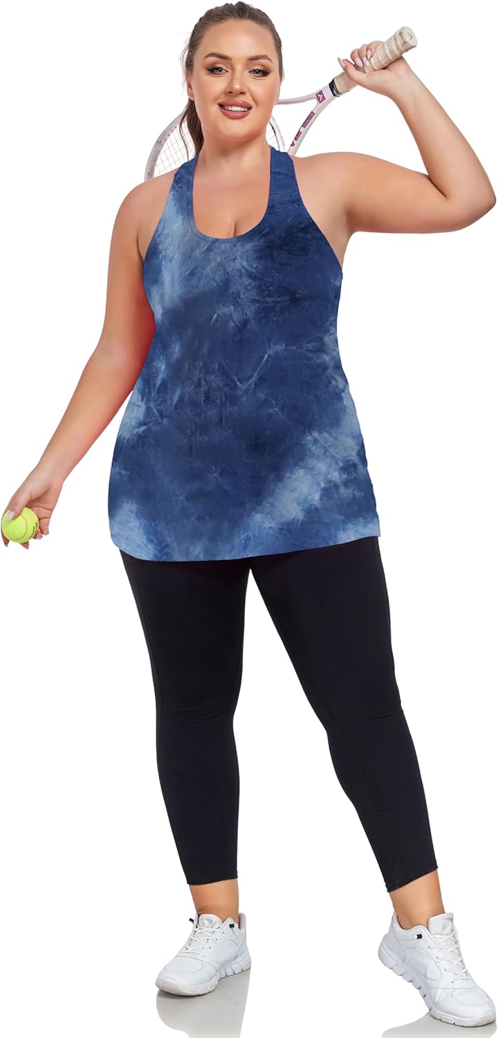 Women's Plus Size Athletic Tank Tops Cross Backless Racerback Workout Yoga Running Sleevelss Shirts - Image 5