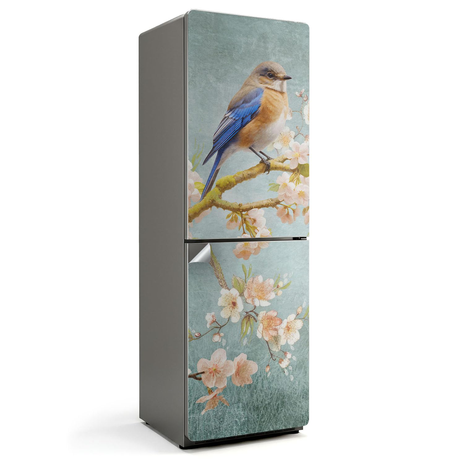 Sticker Réfrigérateur 60x190 cm Oiseau et Branche Fleurie Cuisine Décorative
