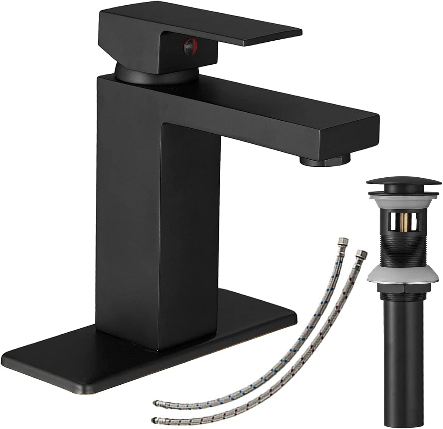 BATHLAVISH Matte Black Bathroom Faucet, Black Bathroom Faucet Single