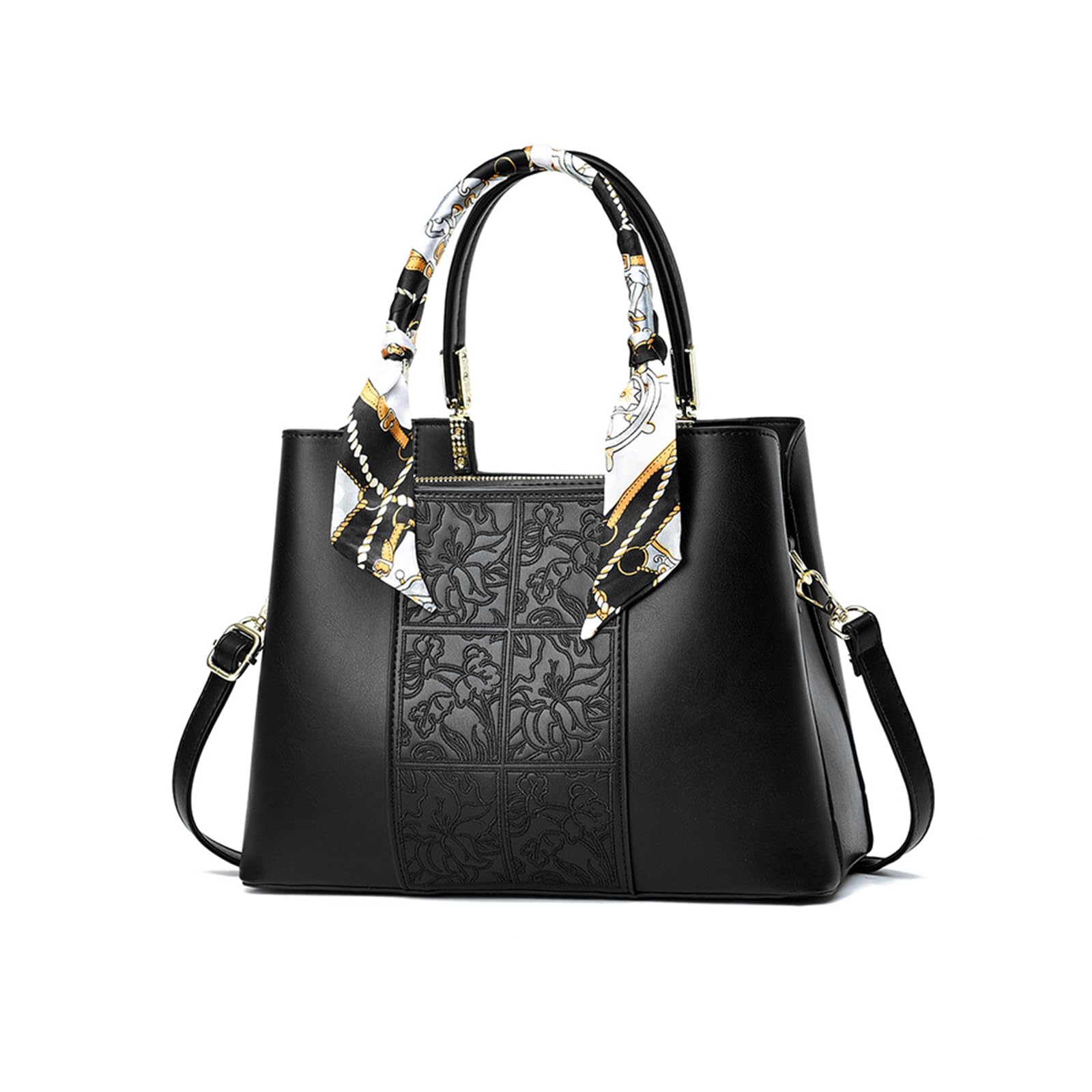 NICOLE & DORIS Sac à Main Femme Elégant Sac Bandoulière Sac à Main Porté Epaule Chic Sac D'épaule PU Cuir Sac Pochette Sac Fourre Tout Avec Brodé