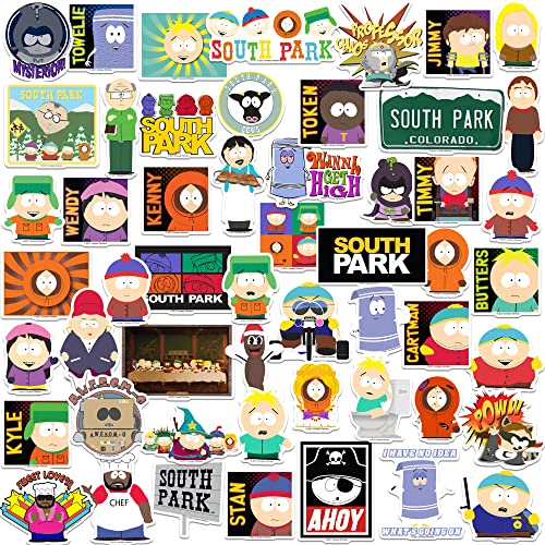 South Park Officially Licensed Sticker Pack Die Cut Large Deluxe Vinyl Stickers Variety Pack for Laptop Water Bottle Scrapbooking & Indoor/Outdoor Use Set of 50