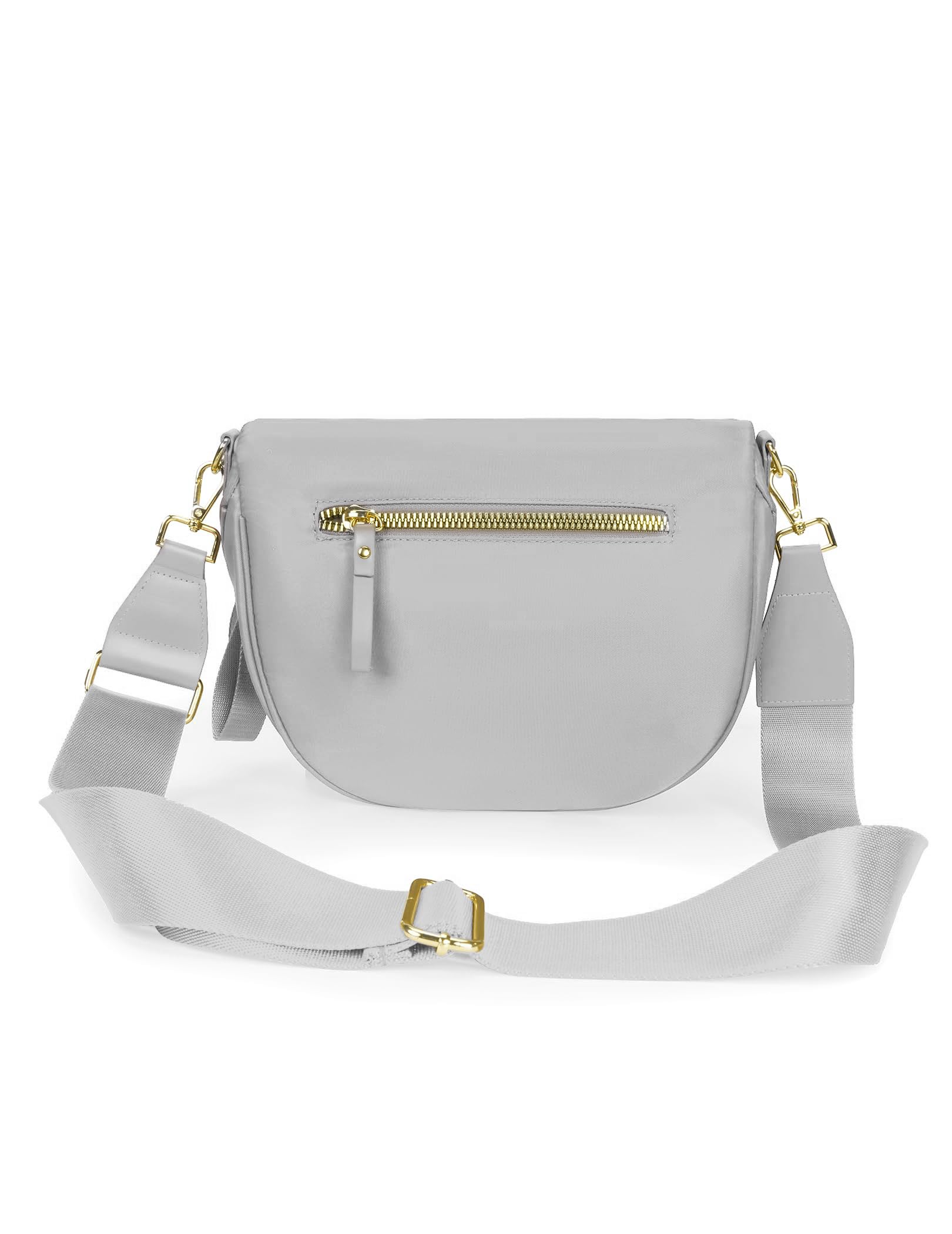 FEIBOON Spacious Nylon Crossbody Bag Bum Bag Handbags Wallets Purses Trendy Shoulder Bag for Women (Light Gray) view 3