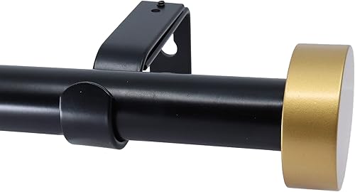 Meriville Barra de cortina de tratamiento de ventana individual de 1 pulgada de diámetro, remate de tapa de extremo Vico (28-48 pulgadas, oro real