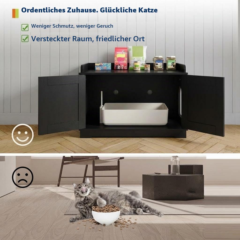IDEALHOUSE Katzenklo Schrank, Katzenhaus Mit Scheunentor Holz