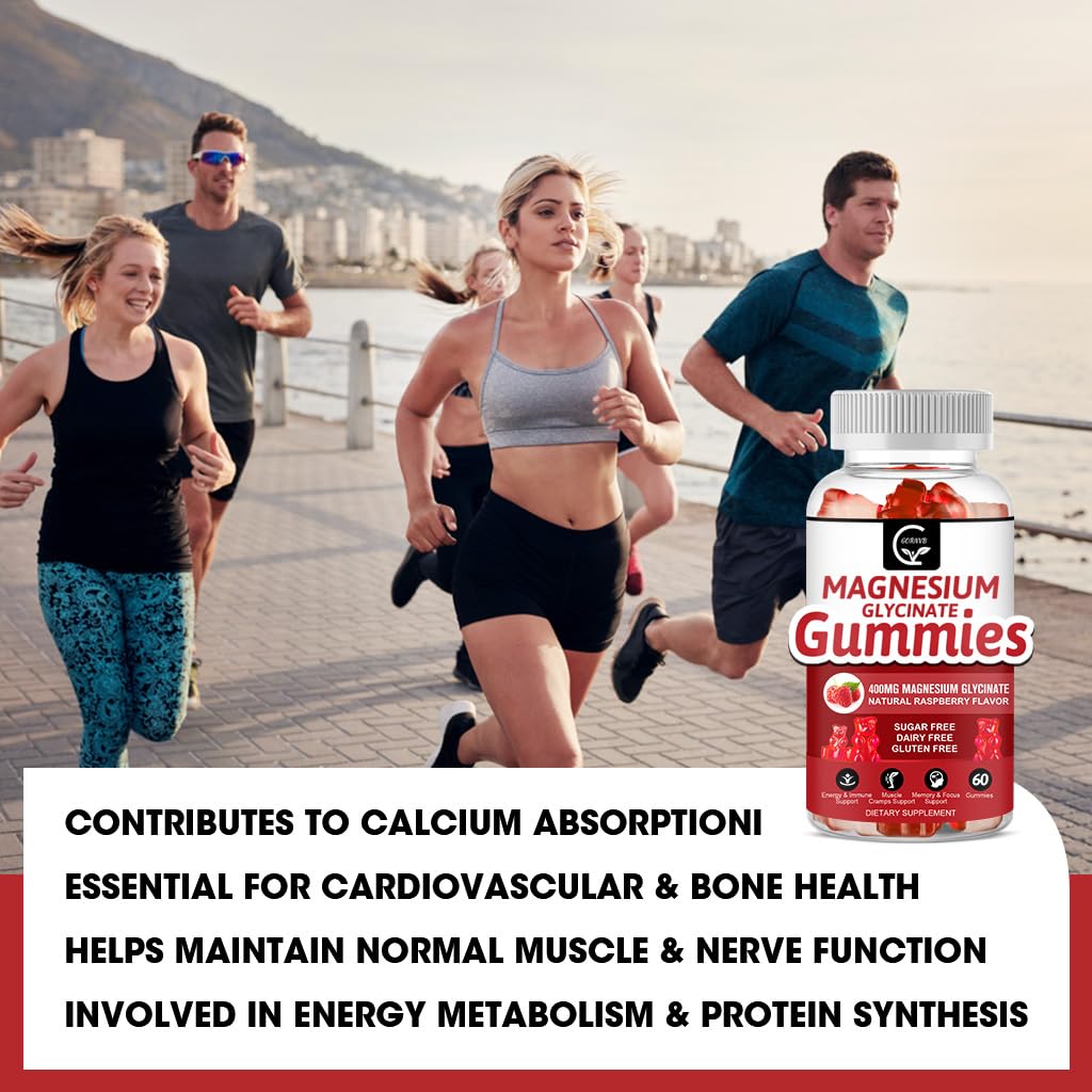 Magnesium Glycinate Gummies 400mg, Mg Potassium Supplement with Chelated Magnesium Malate Complex, Vitamin D, B6, and CoQ10, Supports for Memory, Calm, Mood & Sleep - 60 Count (Pack of 2) — Amazon image 6