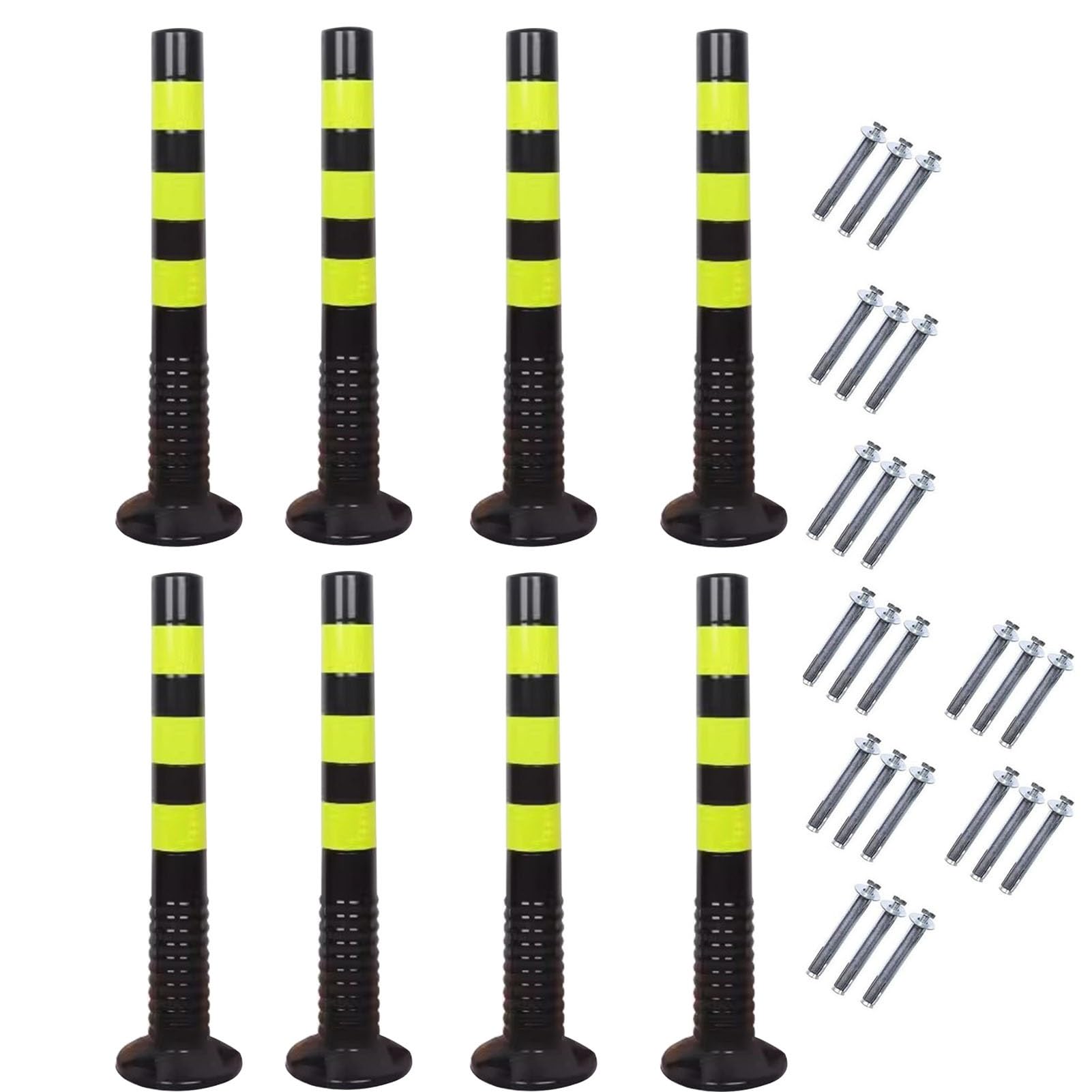 WQPMNYG Parking Bollards - 77cm Flexible Traffic Delineator Post Cones for Driveway and Garage Safety Barrier